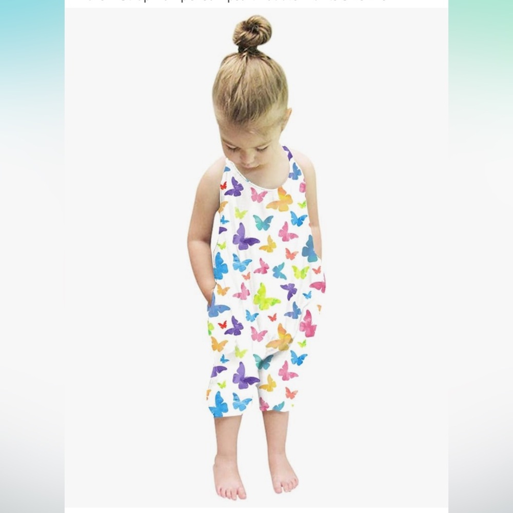 Colorful Butterfly Print Kids One Piece
